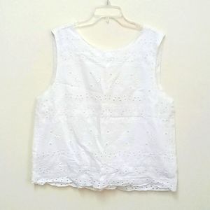 Women's White Eyelet Tank Top